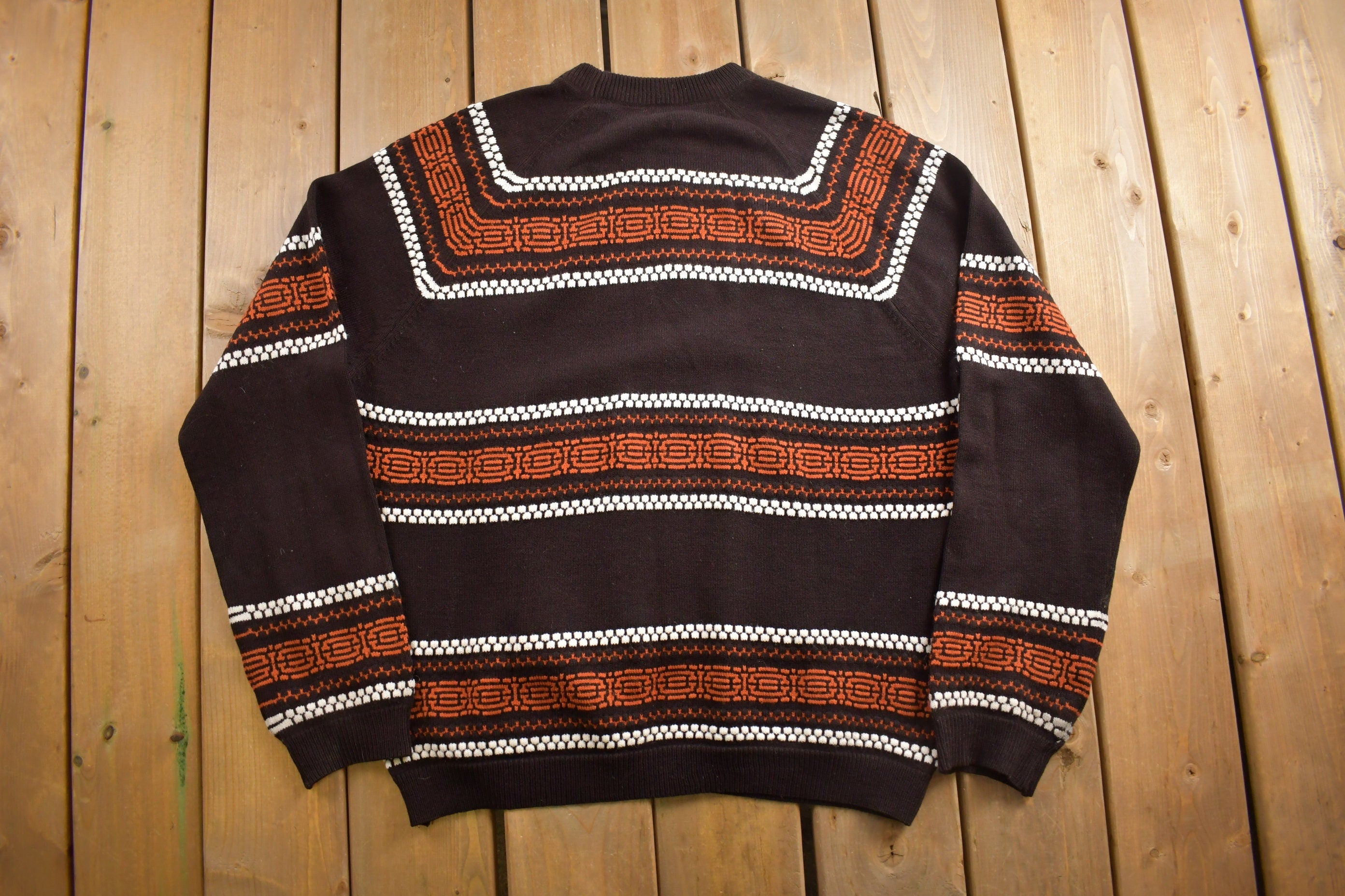 Vintage 1980s Striped Knitted Crewneck Sweater