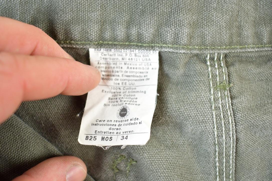 Vintage 1990s Carhartt Olive Denim Work Shorts Size 34 x 6