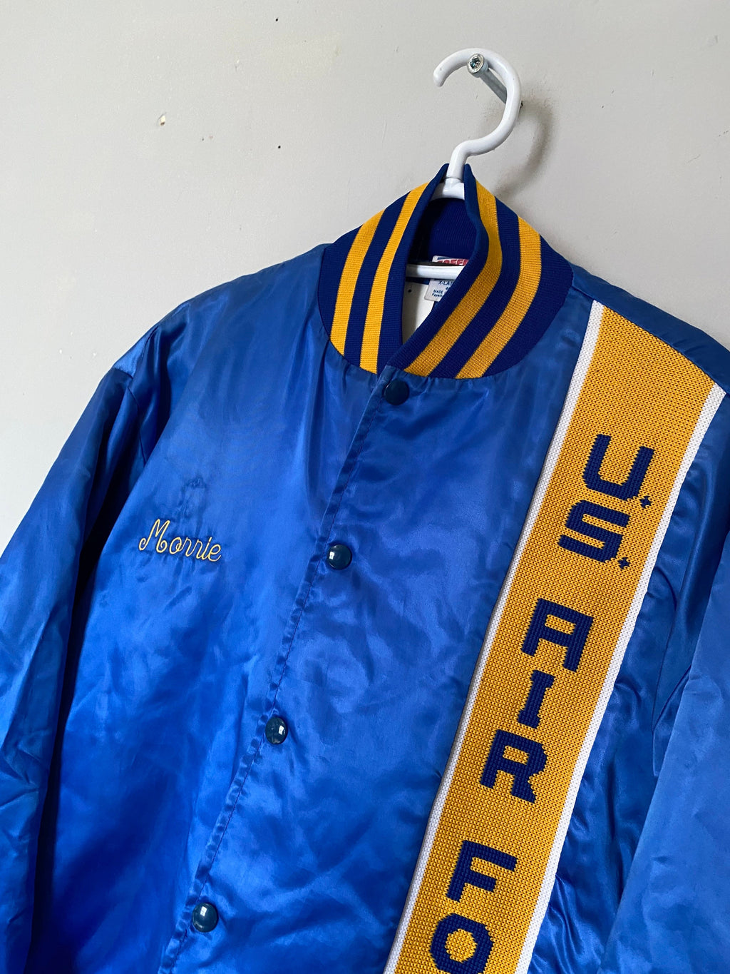 Vintage 1980s US Air Force Satin Snap Button Bomber Jacket