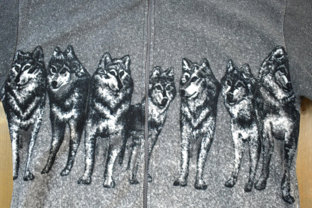 Vintage 1990s Wolfpack All Over Print Fleece Zip Up Sweater