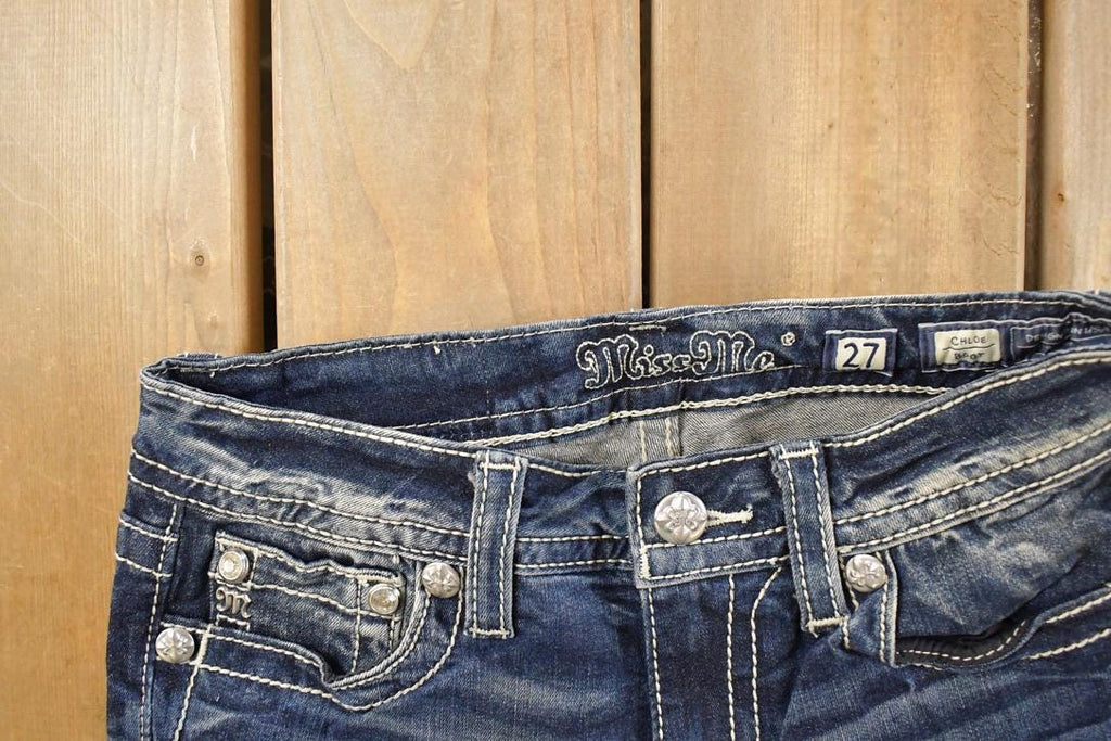 Vintage Deadstock Y2K Miss Me Bedazzled Low Rise Jeans Women's Size 26x31