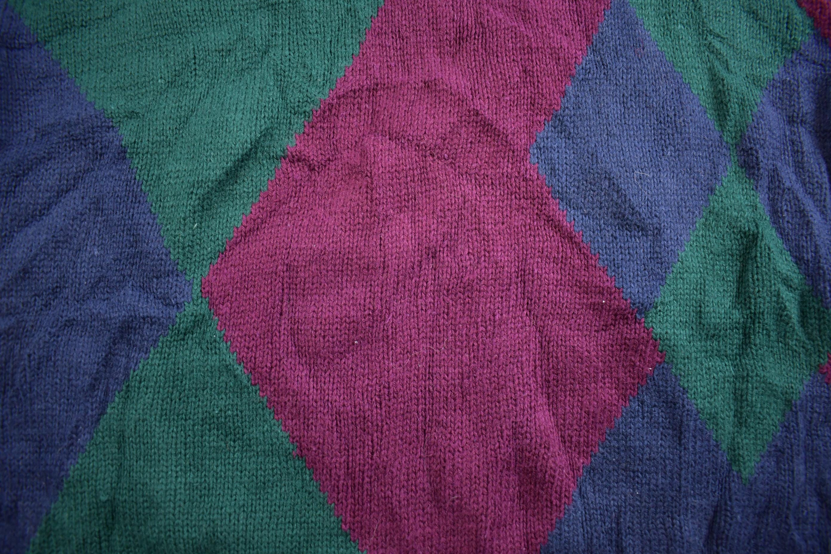 Vintage 1990s Paris Sport Club Abstract Pattern Knit Crewneck Sweater