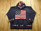 Vintage 90's USA American Flags Wool Knitted Sweater