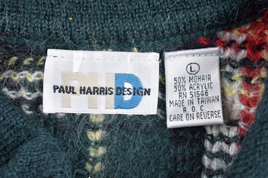 Vintage 1990s Paul Harris Design Knit Zip Up Mohair Sweater