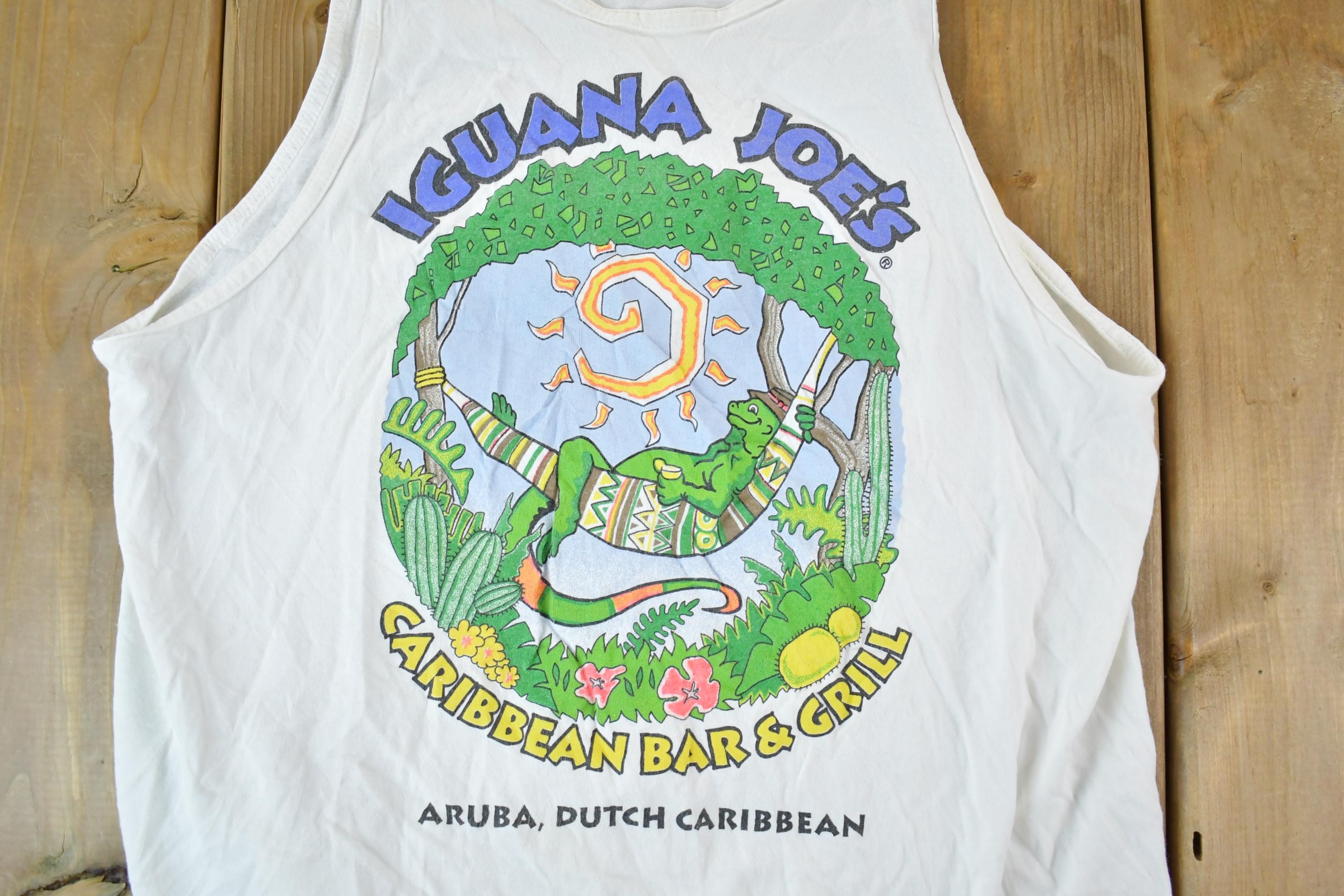 Vintage 1990s Iguana Joe's Aruba Souvenir Single Stitch Graphic Print Tank Top Made In USA