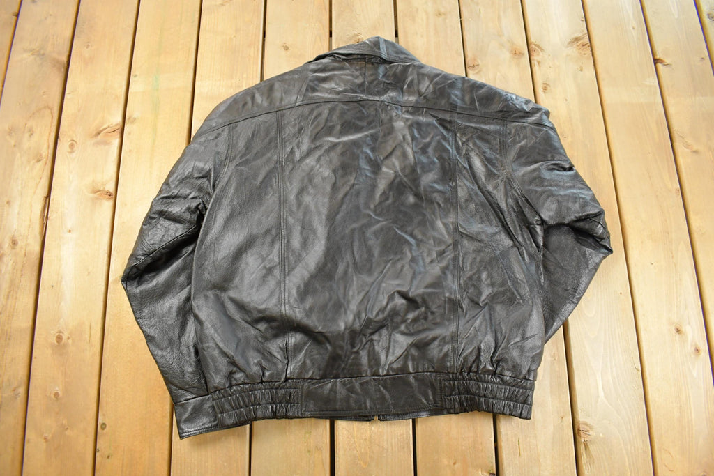 Vintage 1990s CAT Leather Bomber Flight Jacket Men's XL
