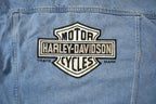 Vintage Y2K Harley Davidson Motorcycles Embroidered Jean Jacket - Large