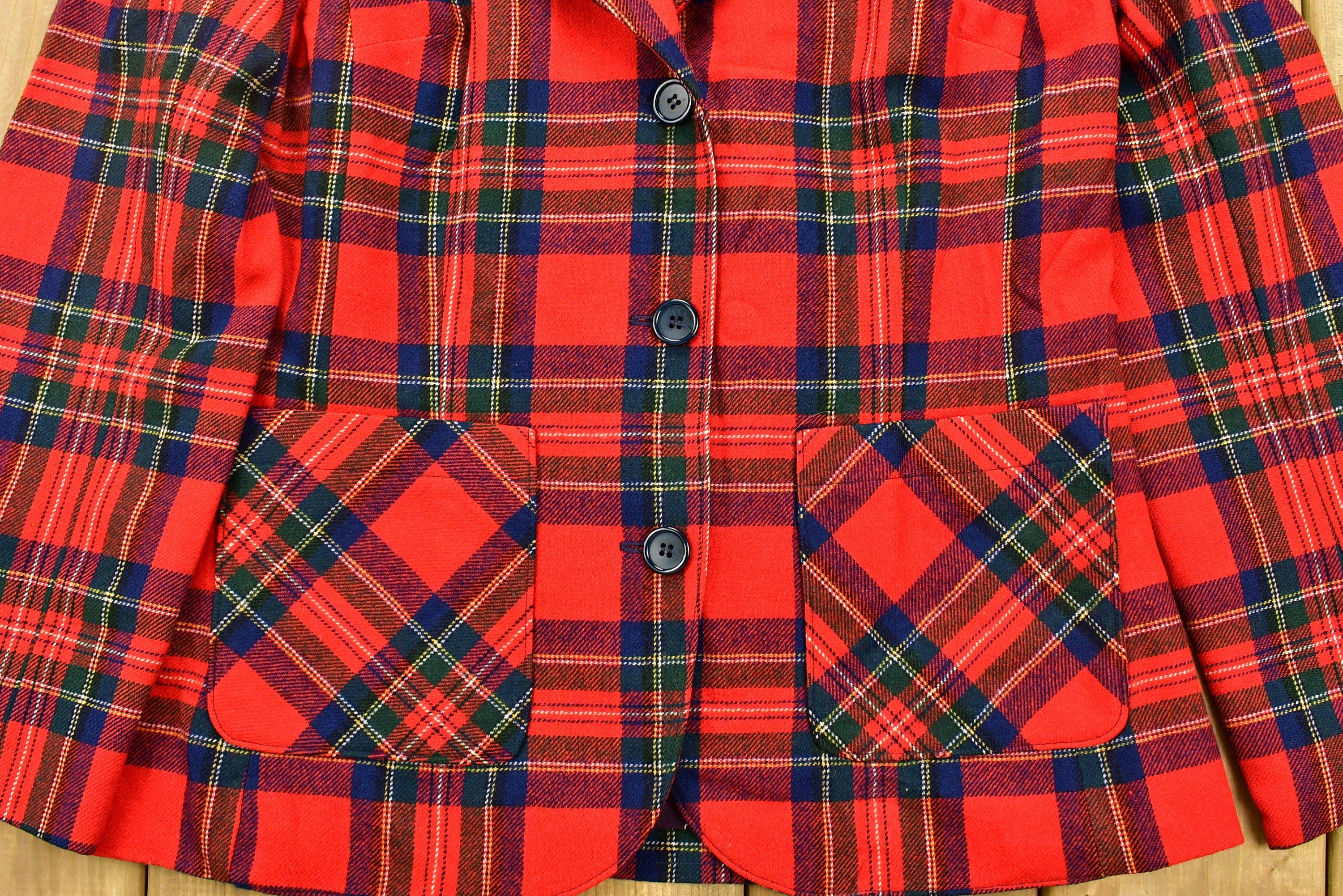 Vintage 1970s Pendleton Plaid Button Up Women's Blazer Size 14