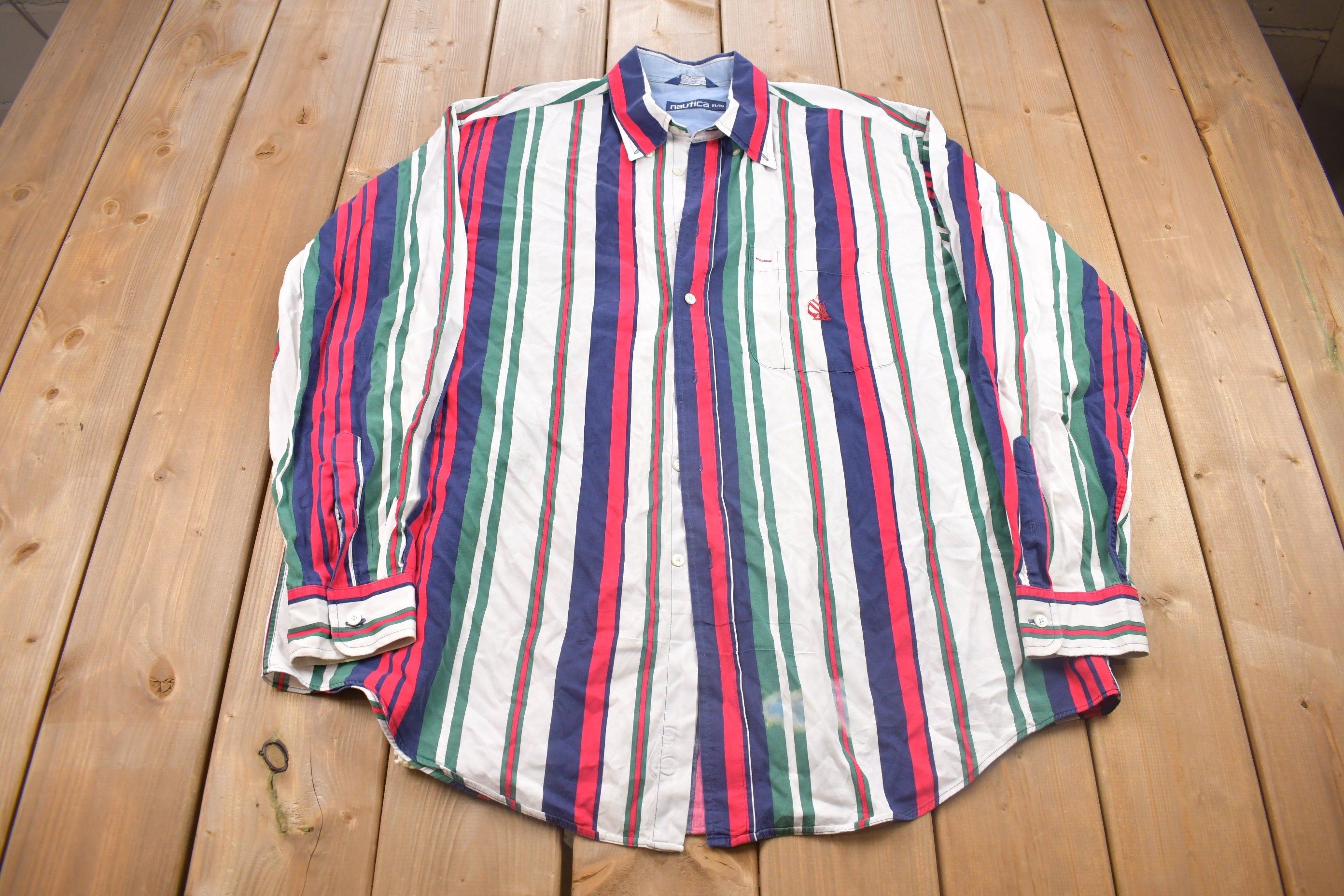 Vintage 1990s Nautica Striped Button Up Shirt