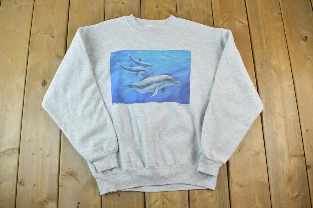 Vintage 1990s Dolphins Ocean Crewneck Sweatshirt