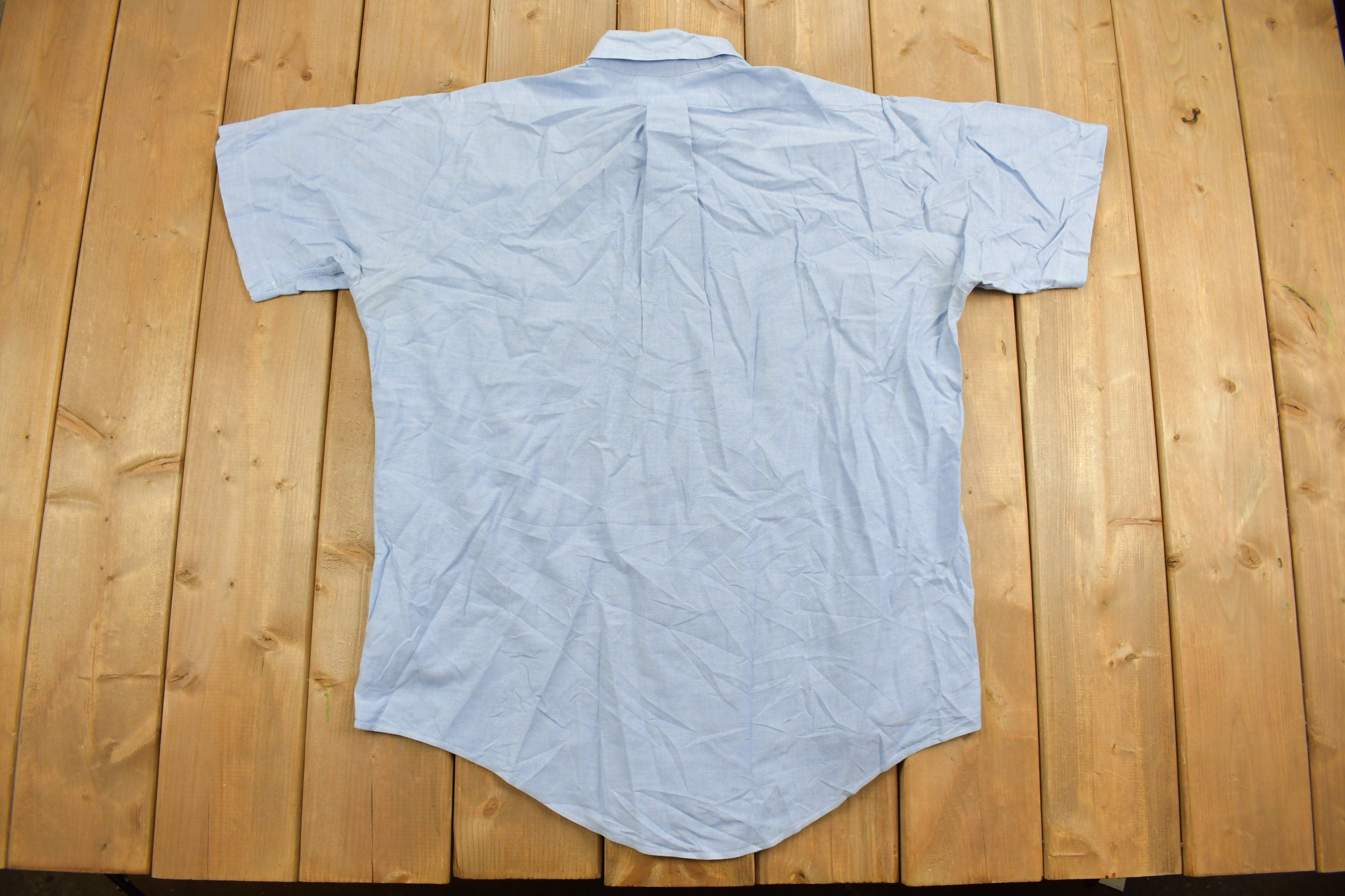 Vintage 1990s Brooks Brothers Blue Button Up Short Sleeve Shirt