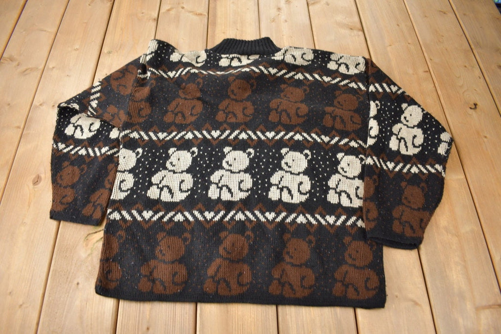 Vintage 1990s Separate Issue Teddy Bear Theme Knit Mockneck Sweater Size Large