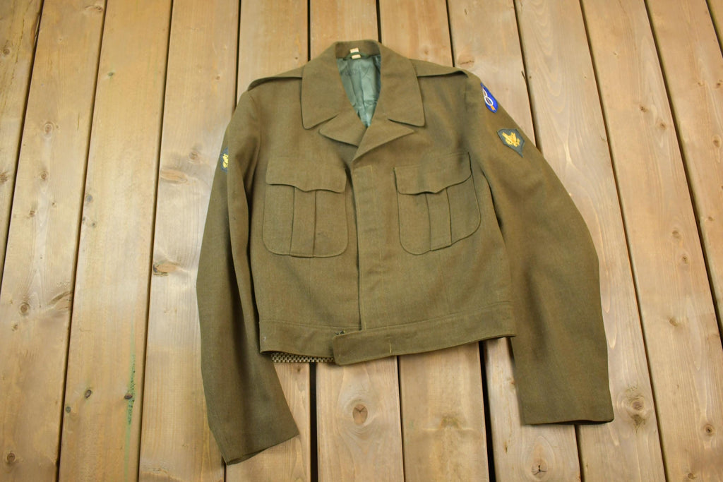 Vintage Wool Military Button Up Patched Army Jacket