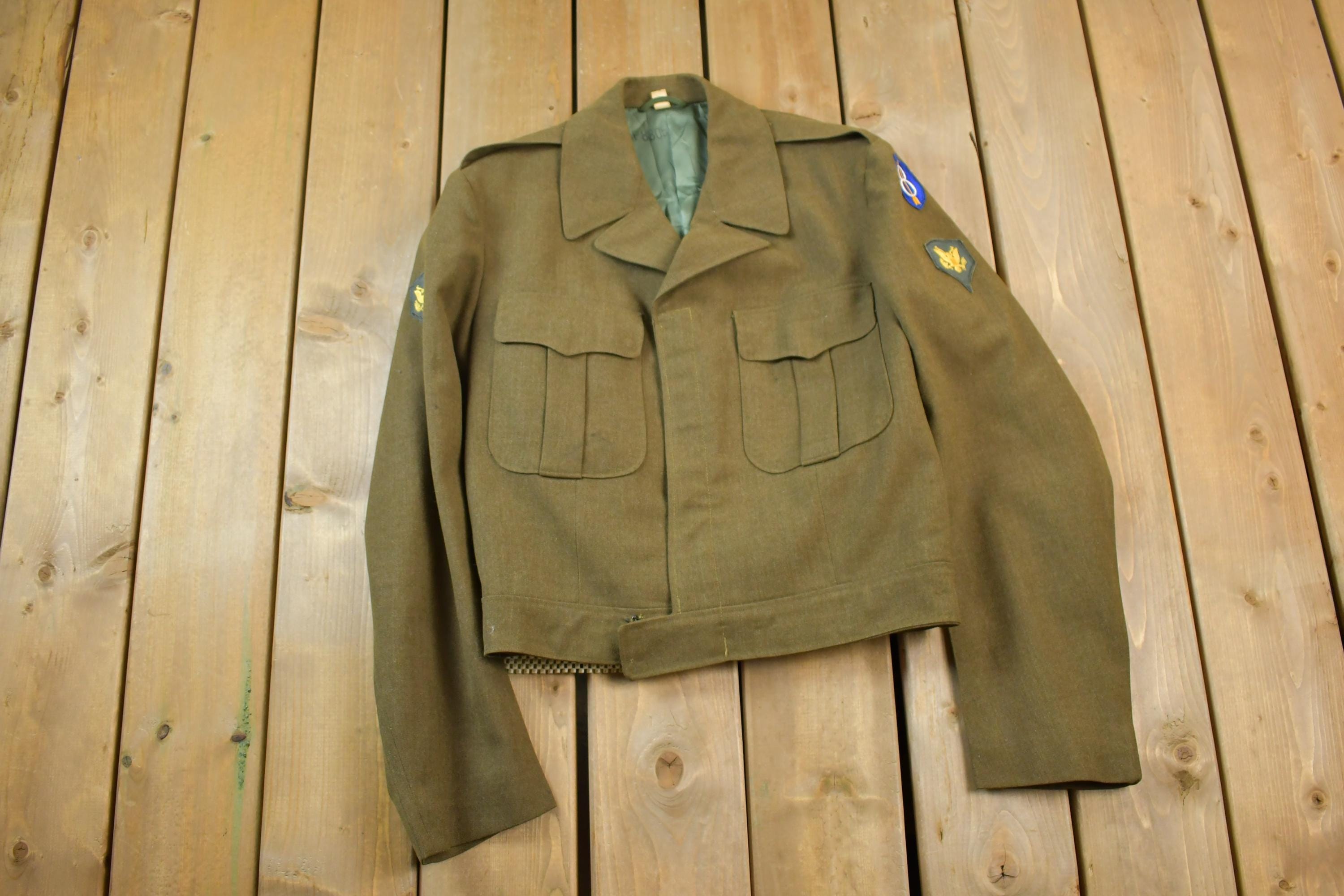 Vintage Wool Military Button Up Patched Army Jacket