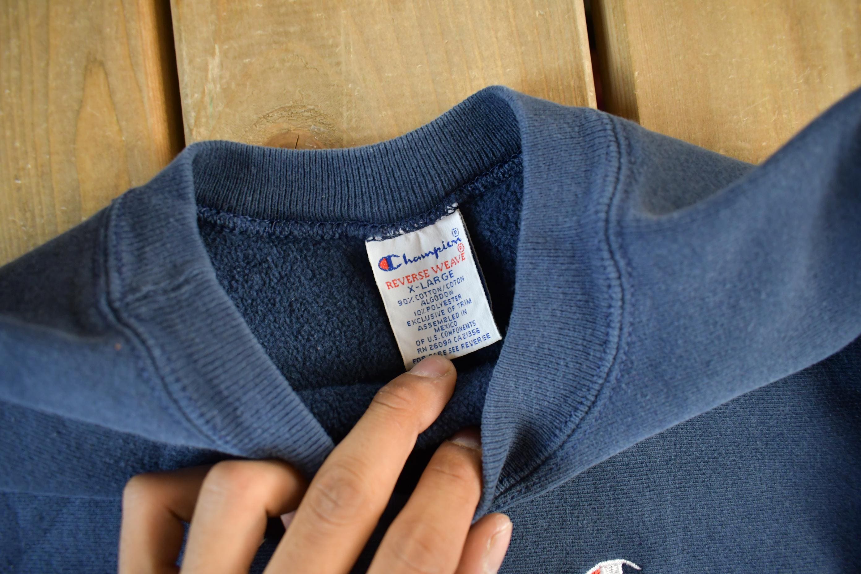 Vintage 1990s Champion Reverse Weave Navy Crewneck Sweatshirt Men's XL