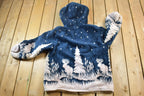 Vintage 1990s Forest Pines Moose Fleece Hoodie Zip Up Sweater
