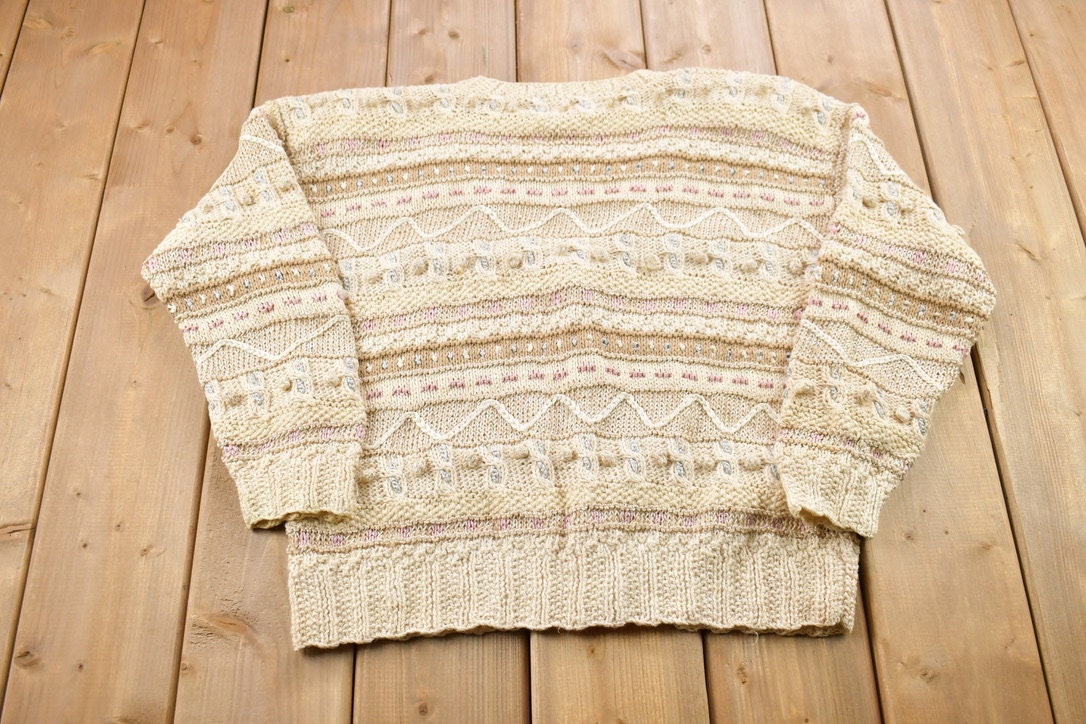 Vintage 1990s Jennifer Reed Hand Knitted Cardigan Sweater