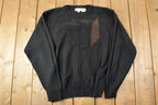 Vintage 1990s Pronto Uomo Leather Patch Knit Crewneck Sweater