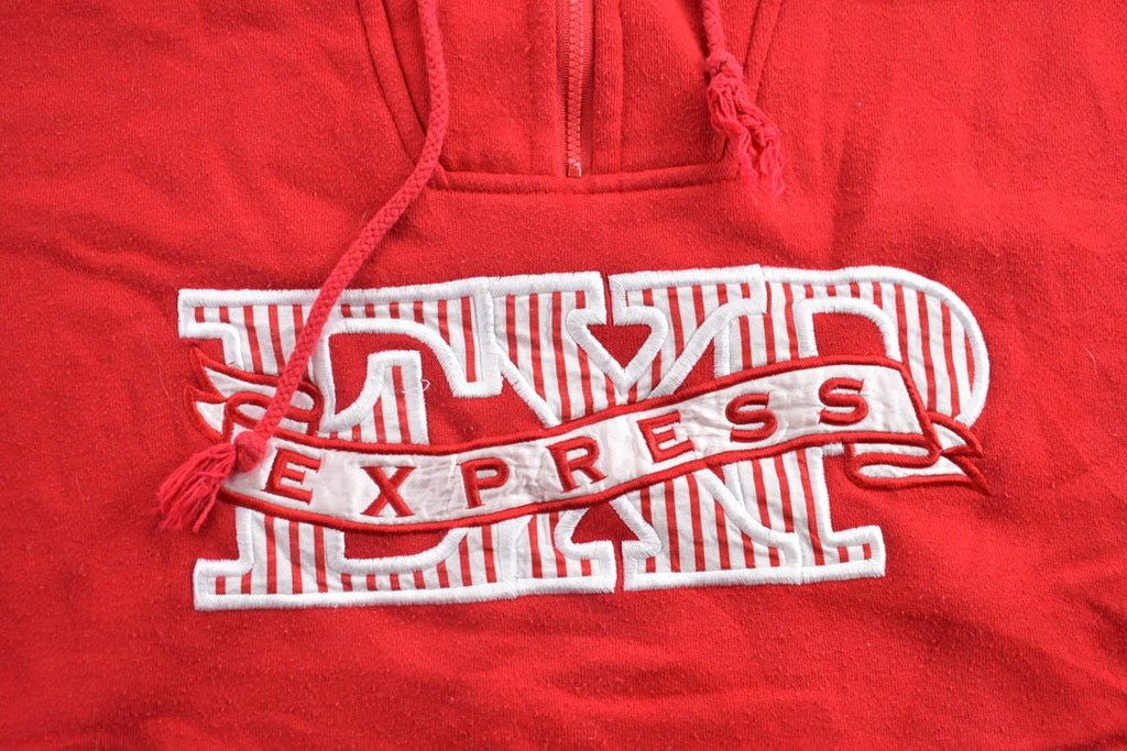 Vintage 1990s Express Athletique Graphic Quarter Zip Hoodie