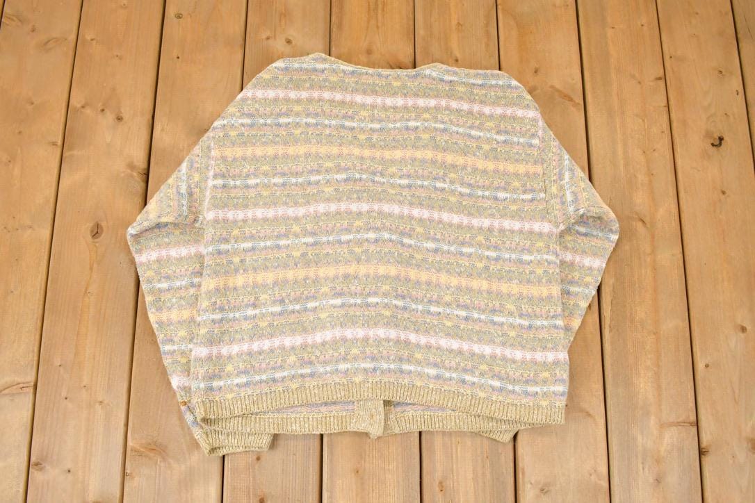 Vintage 1990s Alps Fine Women's Apparel Abstract Knit Cardigan Sweater Womens L /