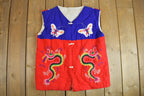 Vintage 1960s Hand Embroidered Dragons & Animals Antique Vest /