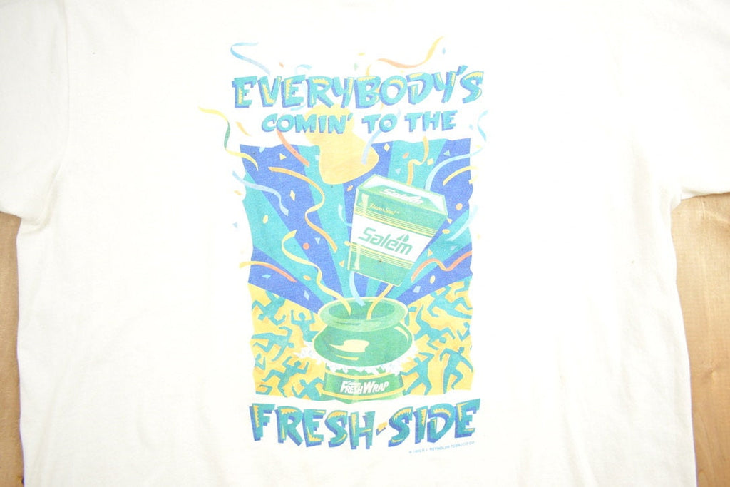 Vintage 1990s Salem Cigarettes "Comin To The Fresh Side" Graphic T-Shirt
