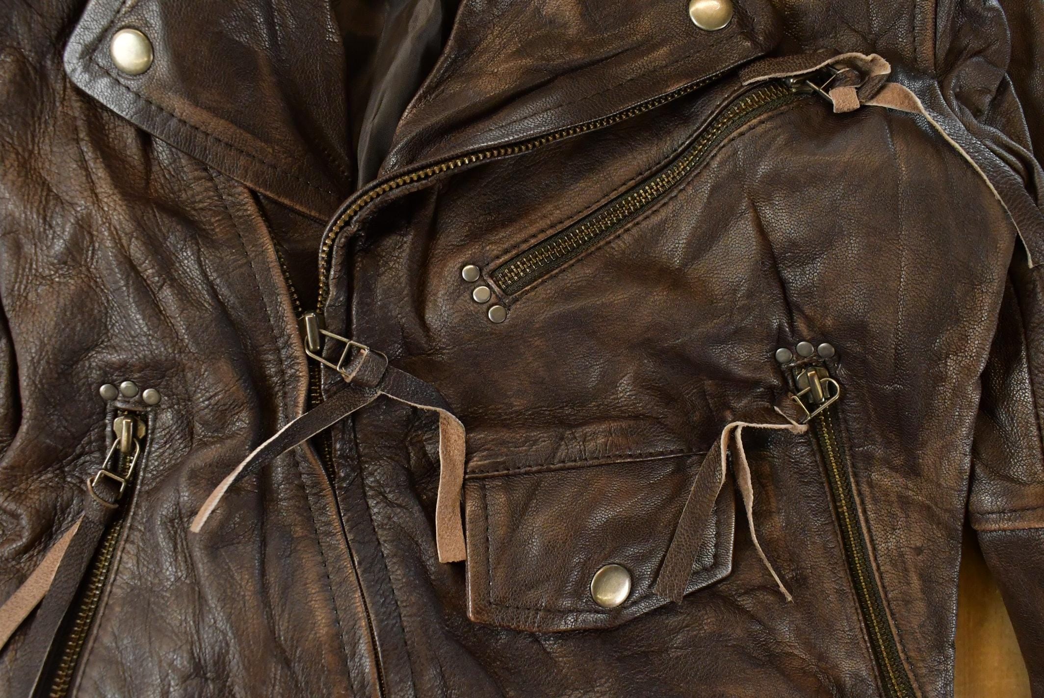 Vintage 1980s Real Leather Biker Motorcycle Leather Jacket Women's XS /