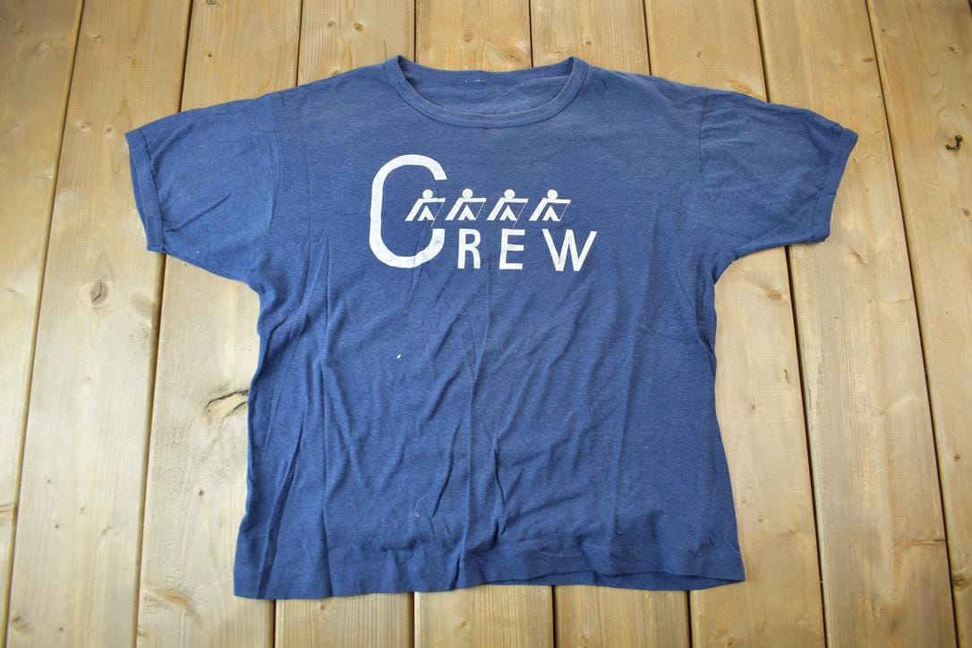 Vintage 1970s CREW Graphic Ringer T-Shirt