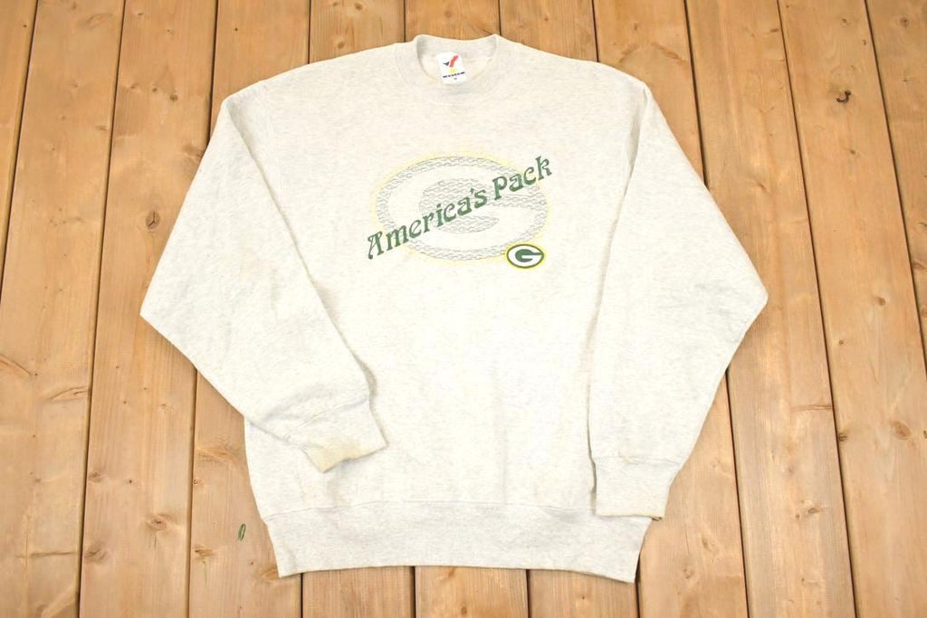 Vintage 1990s Green Bay Packers Americas Pack Embroidered NFL Crewneck Sweatshirt Mens L