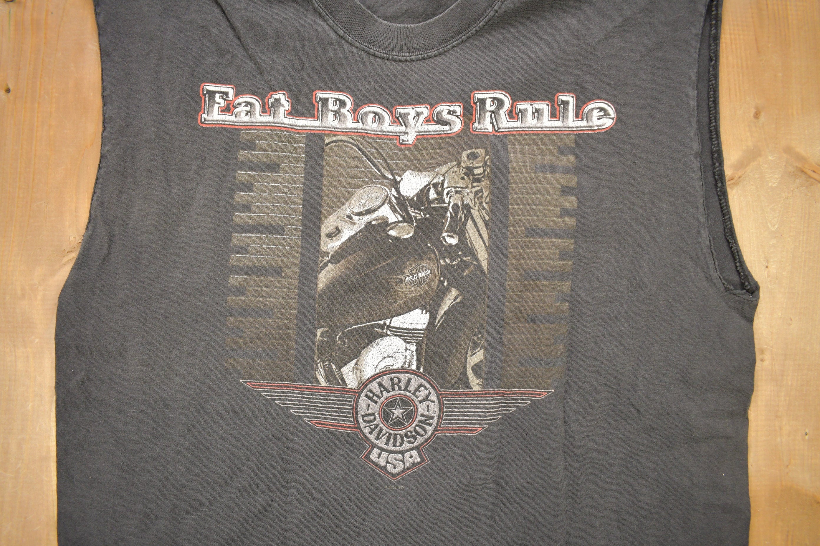 Vintage 1990s Harley Davidson Motorcycles Al Muth Black River Falls T-Shirt
