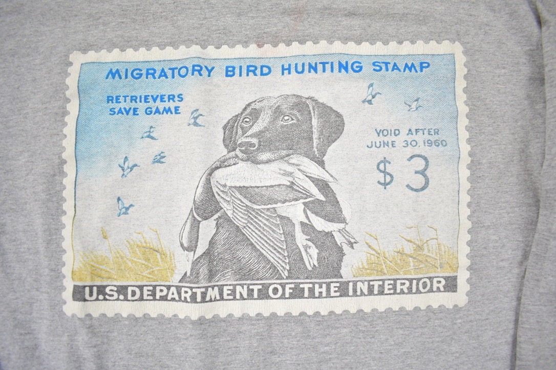 Vintage 1990s Dog Theme Migratory Bird Hunting Graphic T-Shirt Made In USA  Single Stitch  Streetwear  Nature T Shirt  U.S Government