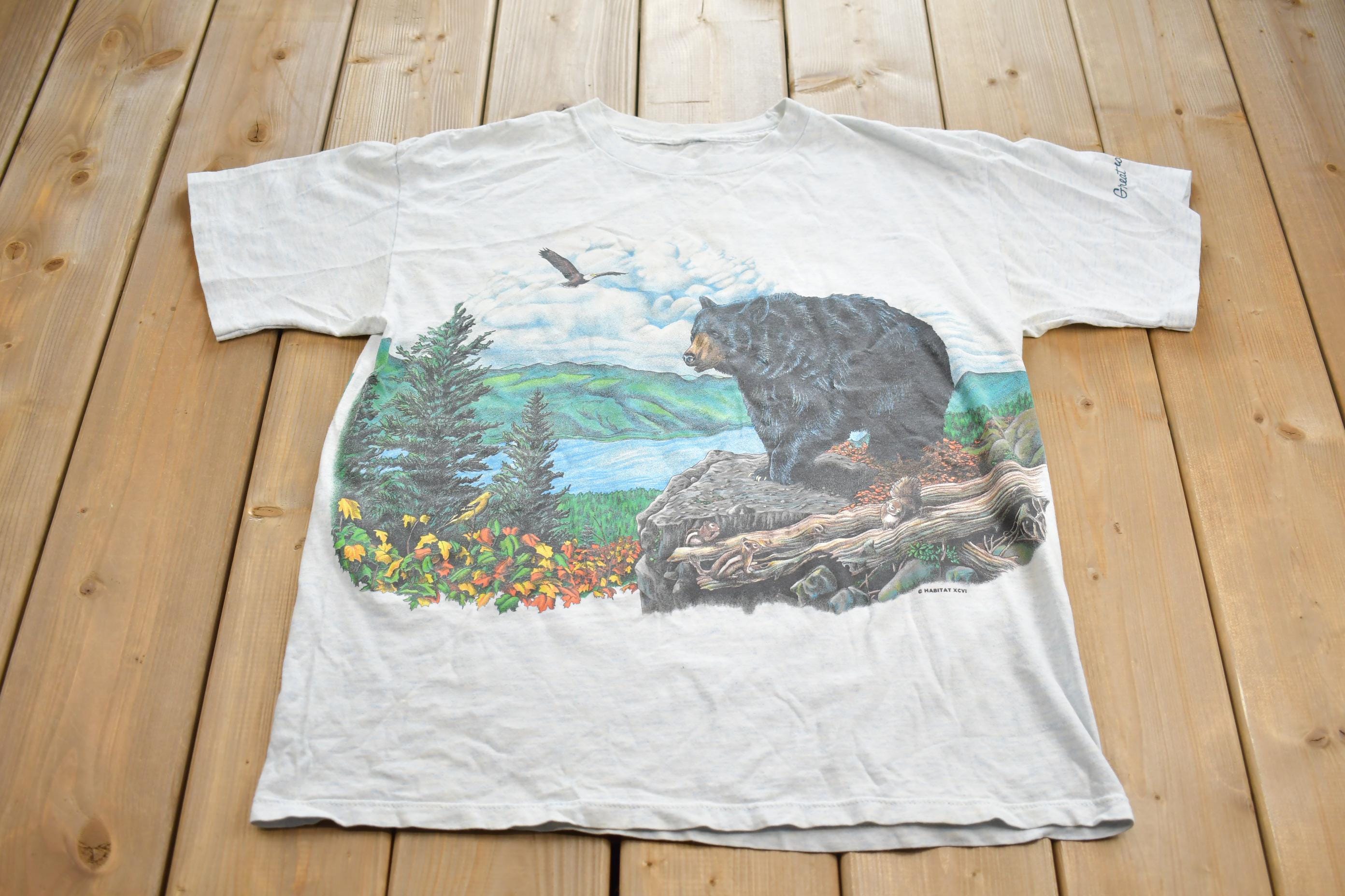 Vintage 1996 Black Bear Great Smokey Mountains Wrap Around Graphic T-Shirt