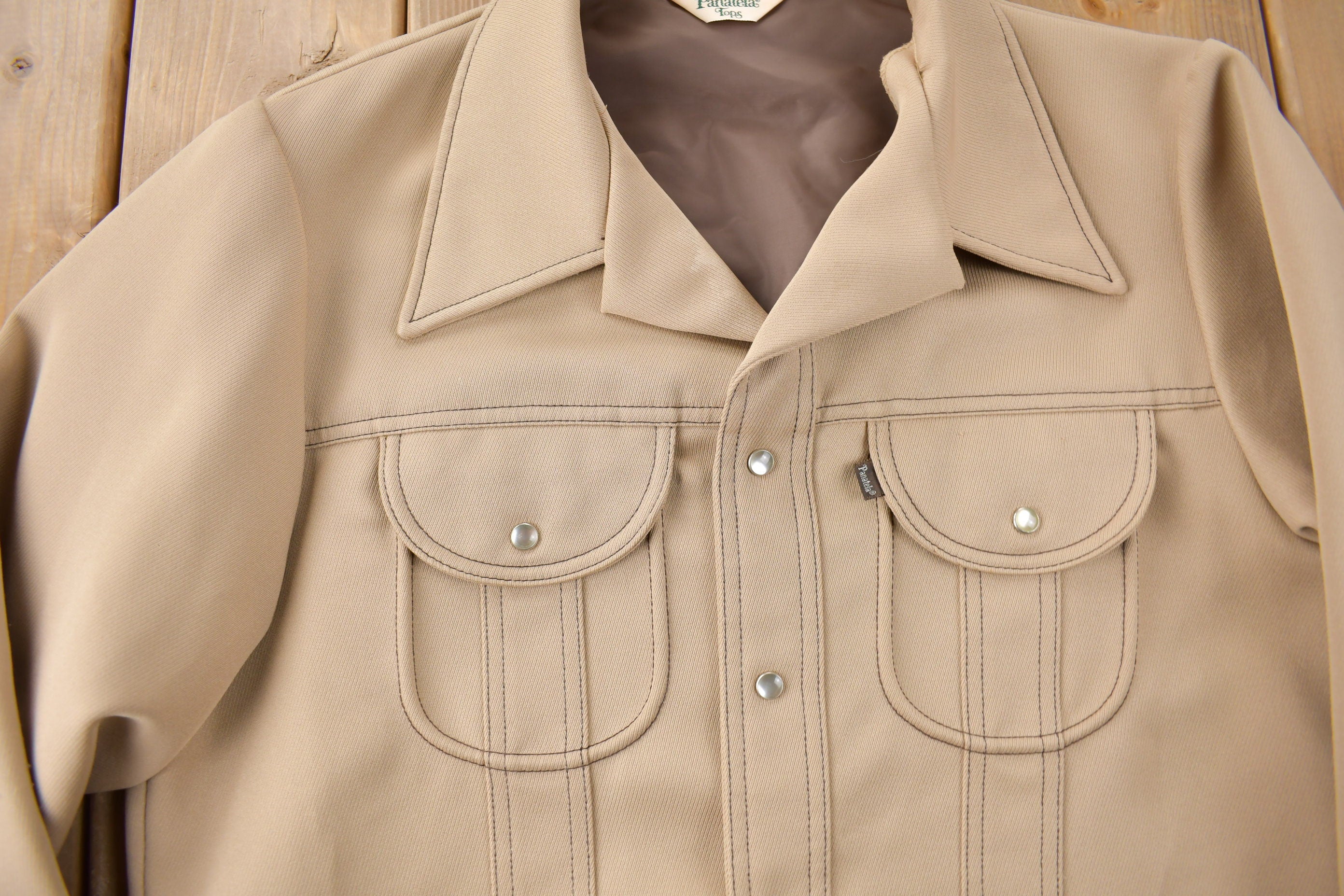 Vintage 1970s Levi's Panatela Tops Western Style Pearl Snap Button Up Shirt Made in USA Size L