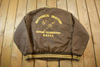 Vintage 1990s Mechanical Drafting Embroidered Snap Button Satin Jacket Made In USA - Large