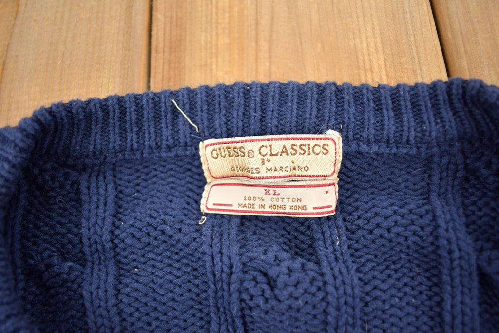 Vintage 1990s Guess Classics V-Neck Knit Colligate Sweater