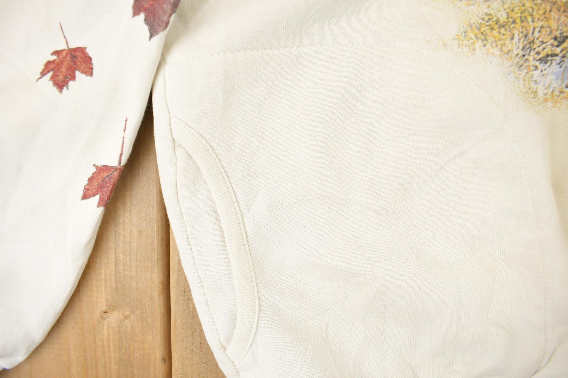 Vintage 1990s Art Unlimited Autumn Leaves All Over Print Landscape Henley Sweatshirt Men's XL