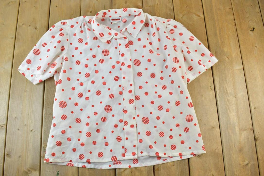 Vintage 1960s Judy Bond polka Dot Button Up Shirt