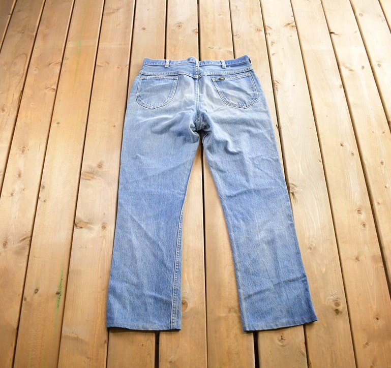 Vintage 1980s Distressed Lee Denim Jeans Made In USA Size 34x30