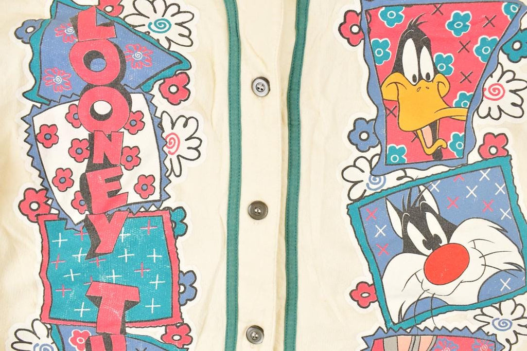 Vintage 1994 Warner Bros Looney Tunes Bugs Bunny Button Up Baseball Jersey Women's L