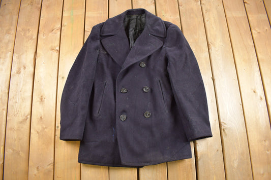Vintage 1950s USN Naval Wool Double Breasted Jacket / Wool Jacket / 50s Jacket / Outdoor / Winter / Navy Pea Coat / True Vintage