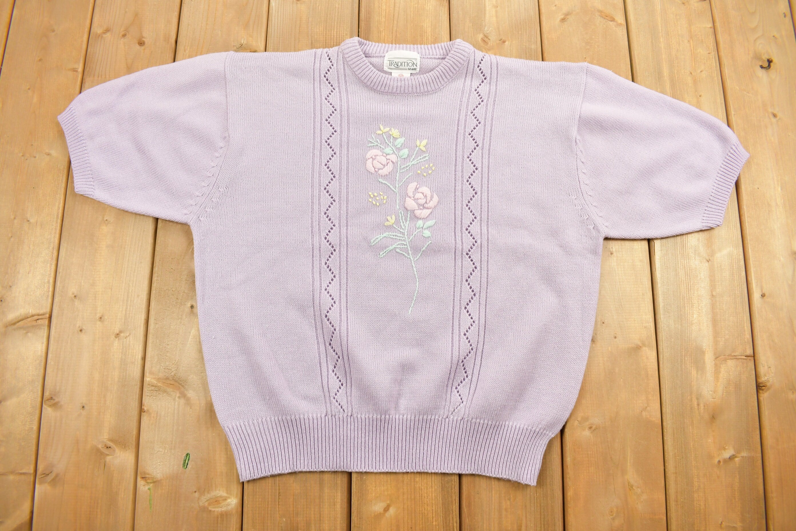 Vintage 1990s Sears Tradition Knitted Short Sleeve Crewneck Sweater