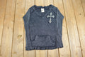 Vintage Y2k Voral Rhinestone Cross Faded Long Sleeve Shirt / Made In USA