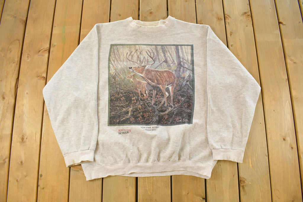 Vintage 1990s Deer Outdoors Crewneck Sweatshirt Men's XL