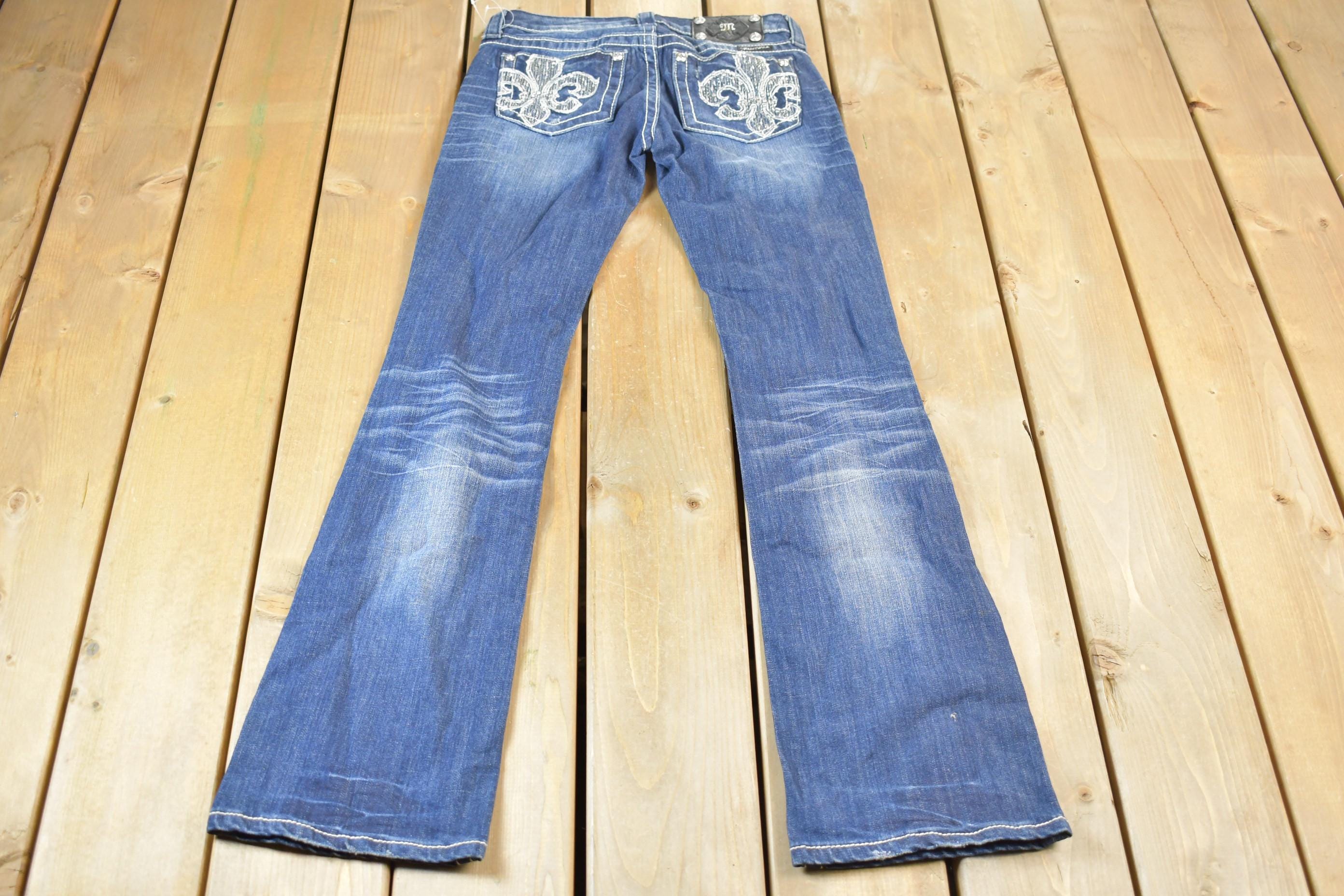 Vintage Y2K Miss Me Bedazzled Low Rise Jeans Size 26x33