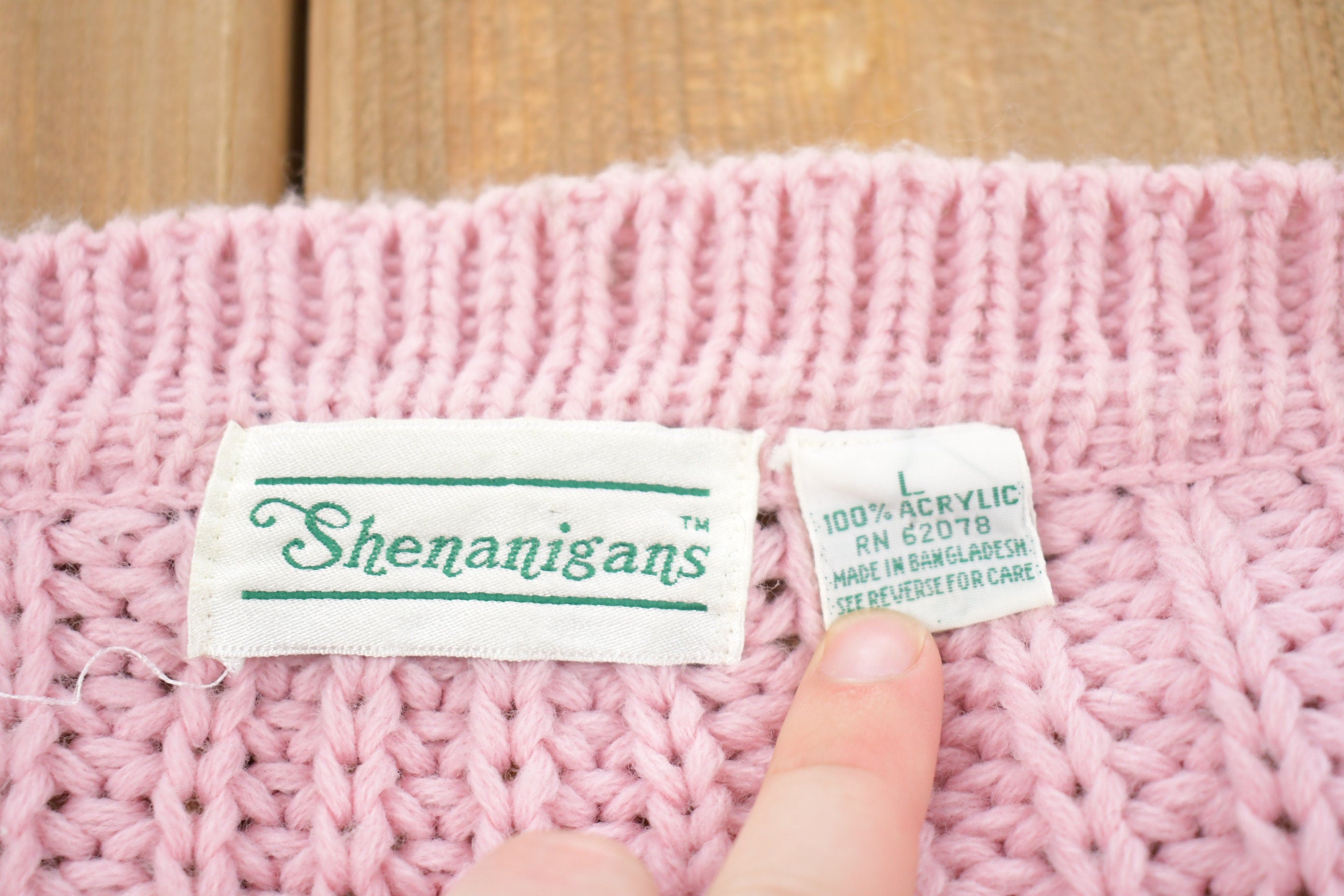 Vintage 1990s Shenanigans Pink Knitted Cardigan Sweater
