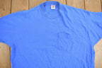 Vintage 1990s Blue Fruit of the Loom Blank Pocket T-Shirt