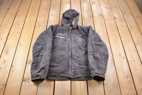 Vintage 1990s Carhartt Sherpa Lined Southern Jasper Country Ambulance Embroidered Sierra Sandstone Jacket / Workwear / Distressed Carhartt