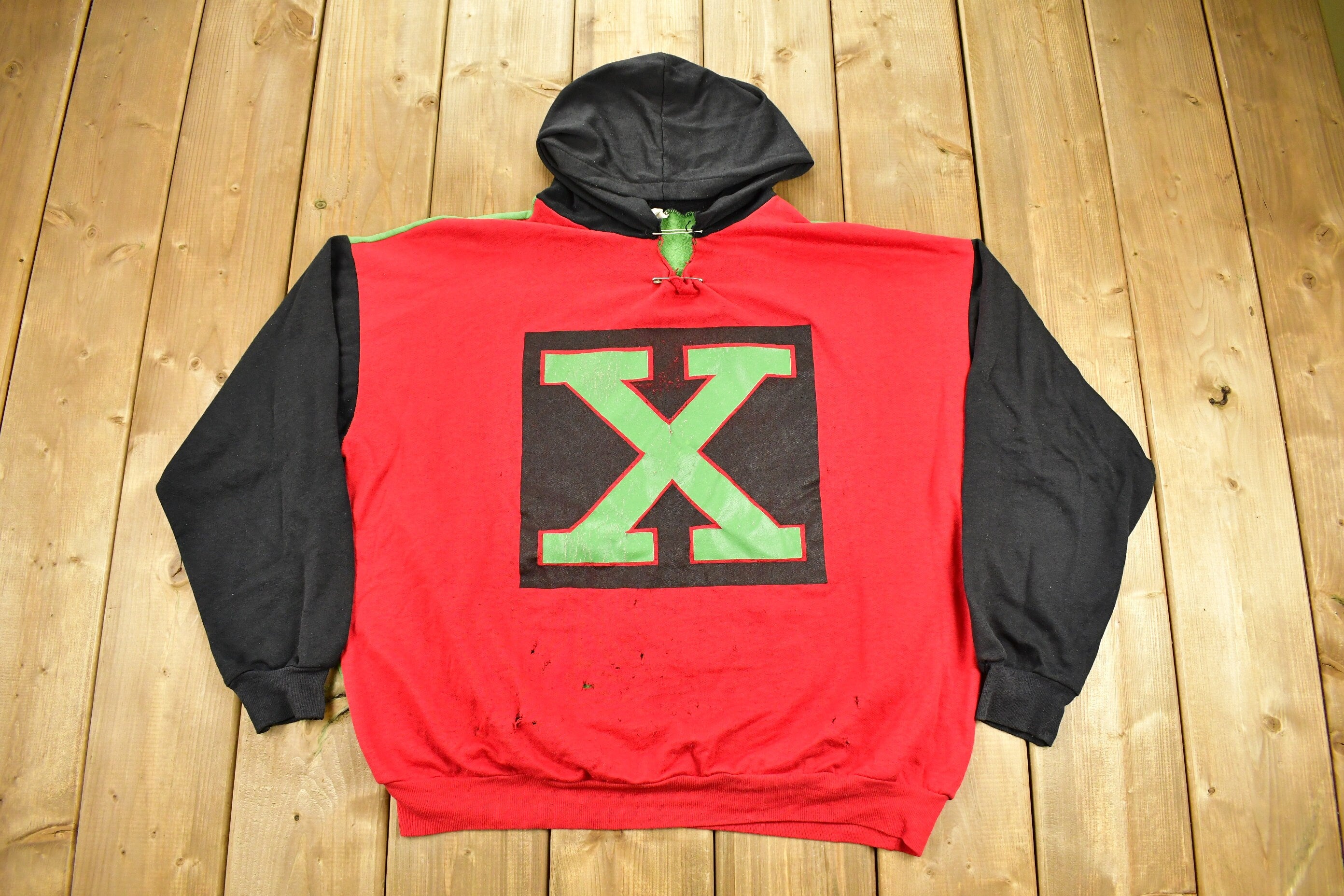 Vintage 1990s Malcom X "X" Color Block Hoodie