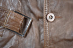 Vintage 1980s Sears Brown Women's Full Length Leather Trench Coat