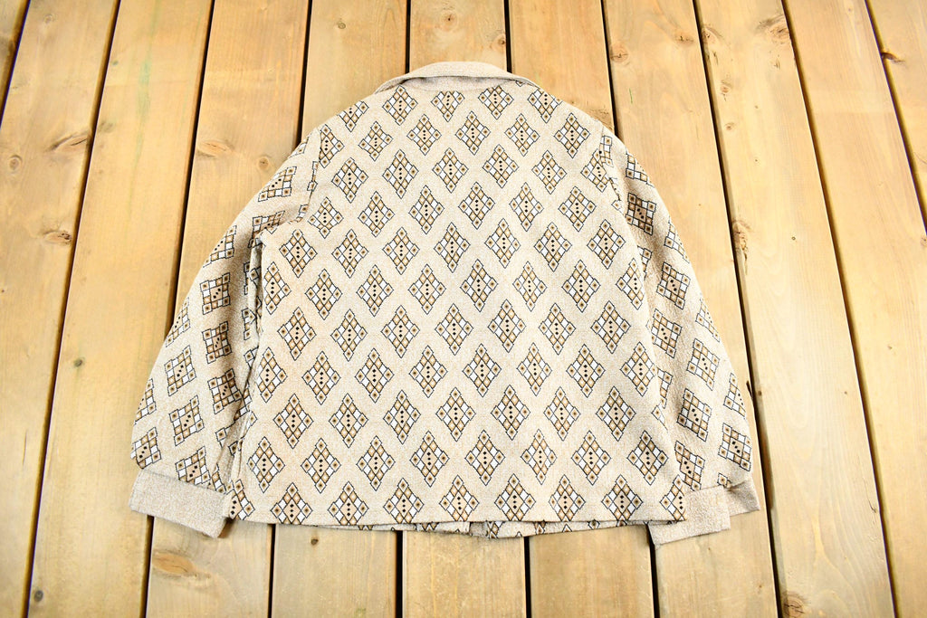 Vintage 1970's Argyle Pattern Button Up Shirt Women's Medium
